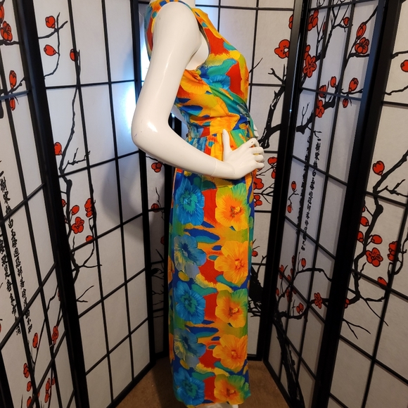 K.C. SPENCER NEW YORK  LADIES MAXI HAWAIIAN FLORAL DRESS/FRONT TIE SIZE 6 - Picture 11 of 16